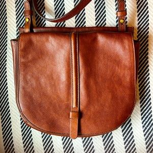 Fossil brown leather cross body